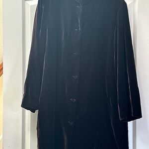 Harriet Selwyn Vintage Velvet Long Jean Jacket Coat - Brown